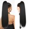 WIGNEE Kinky Straight Ponytail Wrap Around Long Ponytail Extension Natural Black Yaki Ponytail Extension for Black Women Pony Tails Hair Extensions (Natural Black, 26 Inches)