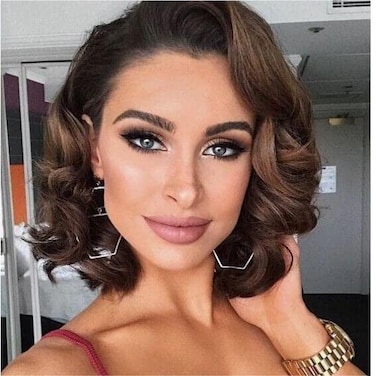 WIGNEE Short Curly Bob Wig Short Curly Wigs for Black Woman Body Wave Side Part Synthetic Lace Front Wig Wear and Go Glueless Wig for Beginners(10"-Brown)