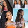 Nnzes Braided Black Wigs for Women, 26" Boho Box Braid Lace Front Wigs Blended Full Double Lace Wig with Baby Hair, Long Curly Ends Messy Synthetic Wig Heat Resistant Wigs