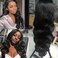 Lace Front Wigs Artifical Synthetic Human Hair Pre-Plucked Glueless Body Wave Frontal Wigs, 26 Inch High-Density Emulation for Black HD Transparent Lace Wigs Black Women Curly Wigs