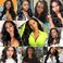 Lace Front Wigs Artifical Synthetic Human Hair Pre-Plucked Glueless Body Wave Frontal Wigs, 26 Inch High-Density Emulation for Black HD Transparent Lace Wigs Black Women Curly Wigs
