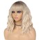 MINLEE Platinum Blonde Wig with Bangs for Women 14 Inch Short Bob Wavy Curly Wig Ombre Blonde Hair Wigs Heat Resistant Synthetic Wigs