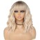 MINLEE Platinum Blonde Wig with Bangs for Women 14 Inch Short Bob Wavy Curly Wig Ombre Blonde Hair Wigs Heat Resistant Synthetic Wigs
