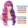 Half Pink Half Purple Wig Long Curly Wavy Split Wig with Bangs Synthetic Cosplay Party Wig for Women