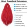 20 Inch Red Wool Dreadlock Extensions Double Ended 20 Strands 0.6cm Dreadlocks for Women Soft&amp;Lightweight Double Ended Wool Dreads Stylish &amp; Durable Dreads Extensions