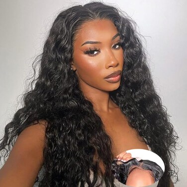 Wear and Go Glueless Wigs Human Hair Pre Plucked Pre Cut Brazilian Deep Wave Lace Front Wigs Human Hair 4x4 Lace Closure Human Hair Wigs for Black Women Glueless (26 Inch)