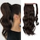 CJL HAIR 18" Long Ponytail Hair Extension Wrap Around Pony Tail Clip in Curly Wavy Synthetic Fake Hairpiece for Women Dark Brown