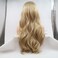 Xiweiya long blonde synthetic lace front wigs wavy side part wavy wig brown root long blonde wavy wig hair replacement wig for women, drag queen makeup 24 inch (24")