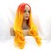 Xiweiya Wigs Ombre Golden Yellow Color Synthetic Wig Long Body Wavy Orange Red Yellow Color None Lace Machine Made for Girl Party