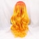 Xiweiya Wigs Ombre Golden Yellow Color Synthetic Wig Long Body Wavy Orange Red Yellow Color None Lace Machine Made for Girl Party
