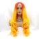 Xiweiya Wigs Ombre Golden Yellow Color Synthetic Wig Long Body Wavy Orange Red Yellow Color None Lace Machine Made for Girl Party
