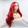 xiweiya Bright Red Lace Front Wig Long Body Wave Red Synthetic Lace Front Wig 13x4 Lace Wig Middle Part Heat Resistant Fiber Hair Natural Hairline 180% Density Wig for Women 24inch