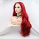 xiweiya Bright Red Lace Front Wig Long Body Wave Red Synthetic Lace Front Wig 13x4 Lace Wig Middle Part Heat Resistant Fiber Hair Natural Hairline 180% Density Wig for Women 24inch