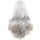 xiweiya White Silver Wigs Long Body Wave Platinum Grey Cosplay Lace Front Wig Side Part 13x3 big Lace Wig Heat Resistant Fiber Hair 180% Density White Grey Half Hand Tied Wig for Women 24 inch