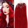 Micro Link Human Hair Extensions Micro Ring Loop Remy Hairpieces Cold Fusion Micro Beads Pre-Looped Straight Hair Bright Red 16inch 100strands per pack
