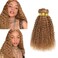 27 Bundles Human Hair Honey Blonde Curly Bundles Human Hair 8A Grade Unprocessed Brazilian Virgin Hair 3 Bundles 16 18 20 Inch Color 27 Kinky Curly Bundles