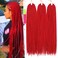 Box Braids Crochet Hair 24 Inch Prelooped Crochet Hair Extensions Hand Made 3 Packs Twist Crothet Braids Hair for Girls and Women Braiding Hair Extensions 22 Strands/Pack (24 Inch (Pack of 3), Red)