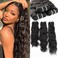 Brazilian Natural Wave Hair 3 Bundles 14 16 18 Inch 100% Unprocessed Virgin Human Hair Bundles Yuyongtai Wave Hair Human Bundles Natural Wave Hair Extensions 1B Color
