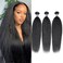 Kinky Straight Hair 3 Bundles 14 16 18 Inch 100% Unprocessed Brazilian Yaki Straight Bundles Human Hair Weave Extensions 1B Color Kinky Straight Human Hair for Women
