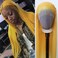 zigzag hair Yellow Wig Long Straight Yellow Synthetic Lace Front Wigs Pre Plucked with Natural Hairline for Fashion Women Heat Resistant Hair Pink Yellow Glueless Synthetic Lace Wig (Yellow)