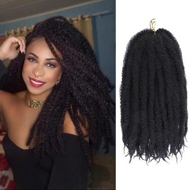 ZRQ 14 Inch Marley Braiding Hair For Faux Locs, 8 Packs Synthetic Marley Hair Crochet Braids, Afro Twist Marley Hair Extensions (1B#,8 Packs)