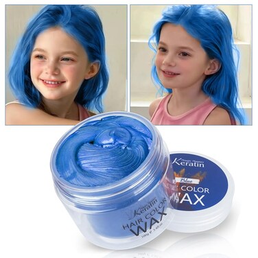 Temporary Hair Color Wax,Hair Color Dye for Color Treated Hair Natural Styling Instant Kids Mud Cream Gel 3.4 Fl Oz Girl Gifts,Party,Cosplay, Child (Blue)