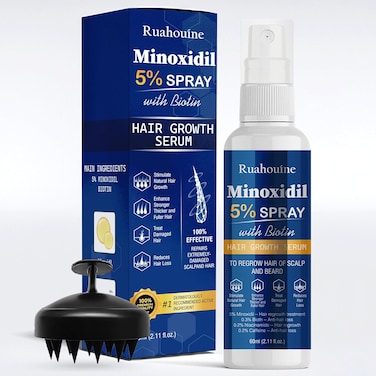 5% Minoxidil Hair Growth Spray with Brush - Minoxidil for Men &amp; Women, 60ml / 2.11 fl.oz