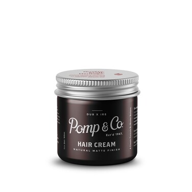 Pomp &amp; Co Hair Styling Cream For Men, Natural Matte Finish Hair Cream For A Medium Strong Hold, Scented Water Based Cream Pomade 60ml