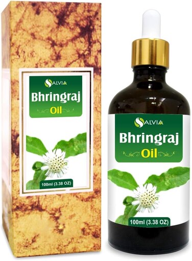 Salvia Bhringraj Oil (Eclipta alba) 100% Pure &amp; Natural - Undiluted Uncut Cold Pressed Premium Oil Use for Aromatherapy, Skin Care &amp; Hair - Therapeutic Grade (3.38 Fl Oz with dropper)