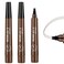 3PCS Dark Brown Eyebrow Pencil, 4 Point Microblading Eyebrow Pen for Hair-Like Effect, Long Lasting Waterproof &amp; Smudge-proof, Easily Creates Natural eyebrow makeup