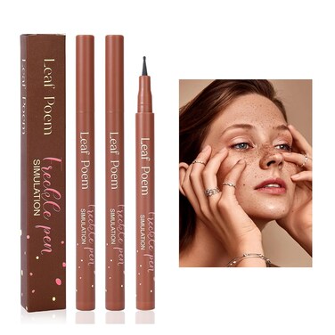 Freckle Pen, Fake Freckles Pen for Natural Sunkissed Makeup,Faux Face Freckle Pens Waterproof and Long Lasting,Soft Sopt Freckle Pens,2PACK(#02 Reddish Brown)