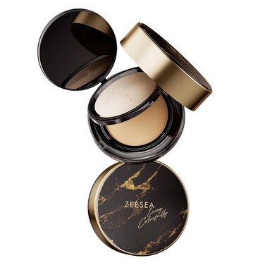 zeesea 2 in 1 Cushion Foundation,Makeup Double Layer Cushion BB Cream &amp;Setting Powder for Oil Control,Tinted Moisturizer,Long-lasting, Natural, 0.32 + 0.18oz (9g + 5g)