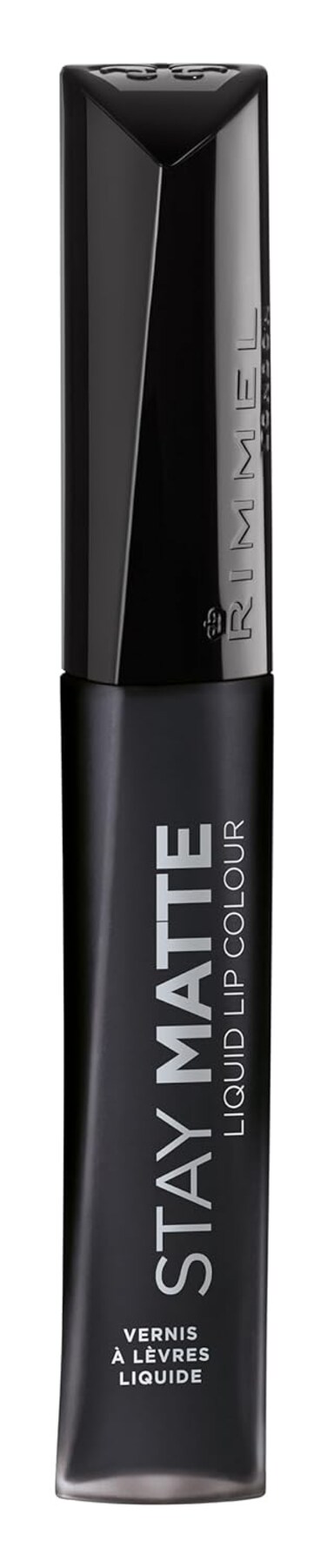 Rimmel London Stay Matte Liquid Lip Color with Full Coverage Kiss-Proof Waterproof Matte Lipstick Formula that Lasts 12 Hours - 840 Pitch Black, .21oz