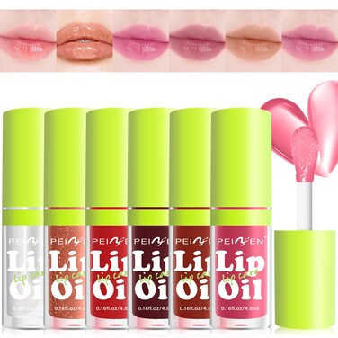 6 Colors Lip Gloss Set, Clear Lip Gloss and Glow Lip Oil for Woman, Moisturizing and Hydrating Lip Gloss Pack, Non-sticky Fat Oil Lipgloss