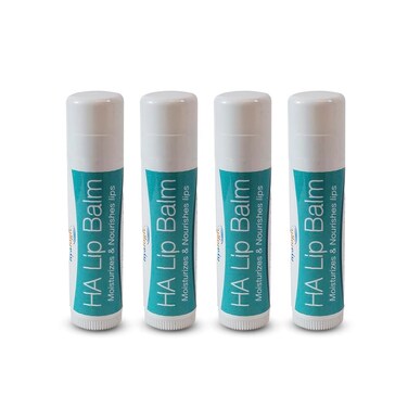 Hyalogic HA Lip Balm - Hyaluronic Acid &amp; Organic, Natural Coconut Oil - Soothes Dry, Chapped Lips - Plumping, Moisturizing &amp; Nourishing - Unflavored - Fragrance &amp; Dye Free - 4.25g - 4 Sticks