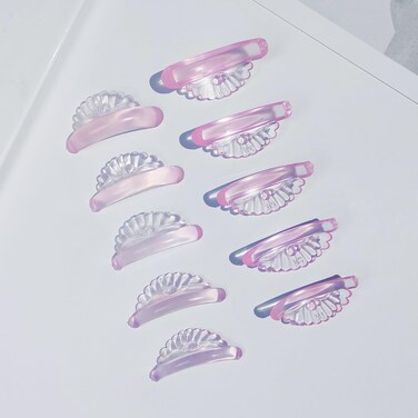 Troocolor Lash Lift Shields, 10Pcs Reusable Soft Eyelash Perm Curler for Lash Lift Kit with Shell Style Ancillary Eyelash Curl Lash Lift Pads (Pink)