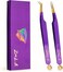 Nano Fiber Tip Professional Eyelash Extension Tweezers, made with Japanese Stainless Steel, Unique Doll Design (Indigo)