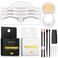 Brow Mapping Kit includes 10m X Black&amp;White Mapping String, 50pcs Eyebrow Ruler Stickers,White and Light Beige Brow Concealer &amp; 2 Brow Brushes, Eyebrow Pencil Razor Sharpener and Instruction