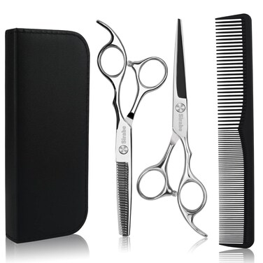 Hair Cutting Scissors Thinning Shears Kit, 6.5 inch Professional Haircut Scissors for Beard Trimming Shaping with Comb Case, Hairdressing Shears Set