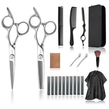 6 Inch Professional Hair Thinning and Cutting Shears Kit,Hairdressing Scissors, Cobalt Stainless Scissors,Sharp Razor Edge Barber Hair Scissors, Ergonomic Grip Design for Hair Salon or Home Use