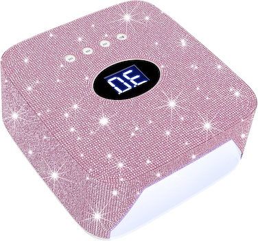 UV Light for Nails, Rechargeable Diamond LED Nail Dryer with 3 Timer Setting,Professional Quick Dry Curing Lamp,Touch Control &amp; Auto Sensor, Fast Nail Light Curing Lamp for Salon &amp; Home（Pink）