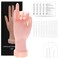 Practice Hand for Acrylic Nails, Nail Practice Hand with 100 Pcs Nail Tips 120 Pcs Double-side Jelly Glue Stickers Bendable Fake Hand Mannequin Hand for Nail Practice Manicure Beginners