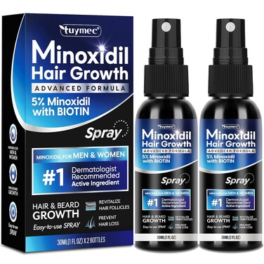 5% Minoxidil Spray 2PCS, Minoxidil for Women Hair Growth, Minoxidil for Men Hair and Beard, Minoxidil Spray for Men and Women.