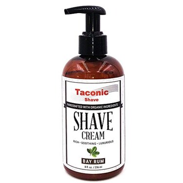 Taconic Shave, Natural Shaving Cream &ndash; Bay Rum - Ultra-Rich High Lather Formula &ndash; Natural Shave Cream for Men in 8 oz. Pump Bottle &ndash; Scented Shaving Cream