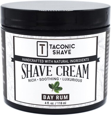Taconic Shave, All Natural Shave Cream &ndash; Highly-Concentrated, Shaving Cream for Men &ndash; 4 oz. Moisturizing Shaving Cream Tub with Skin Soothing Ingredients &ndash; For All Skin Types - Classic Bay Rum