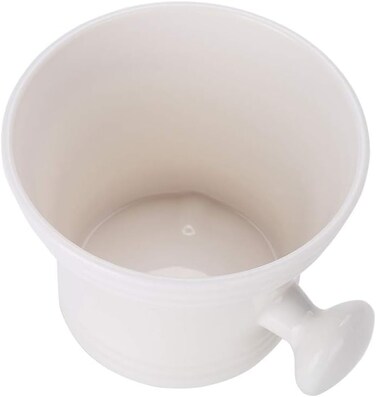 Shaving Bowl, Shaving Soap Bowl For Men Heat Insulation Smooth Shaving Bowl, Mug with Knob Handle, ABS Shaving Soap Bowl Foam Shaving Soap Cream Bowl (White)