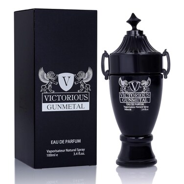 Victorious Gunmetal for Men Eau De Parfum - Fascinating Heart of Olibanum &amp; Lavender - Spray Cologne for Everyday Use - Powerful and Intense Fragrance - Elegant 100 ml Bottle Precious Gift for Man