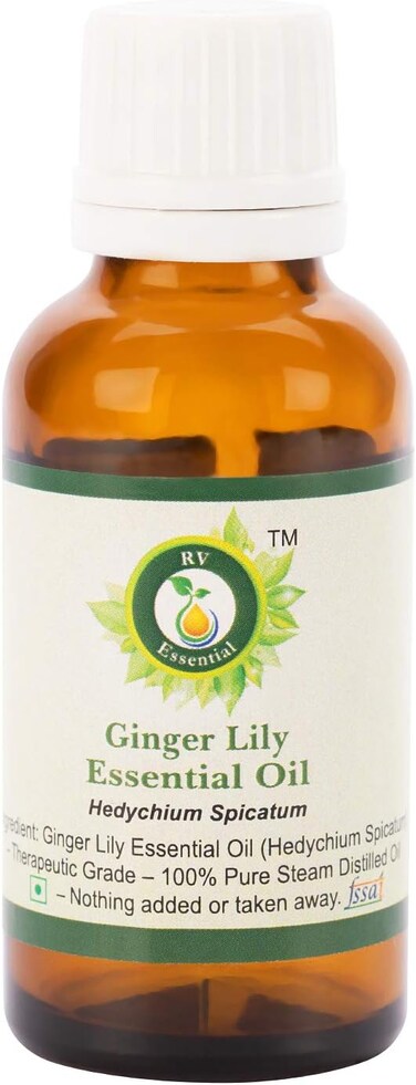 R V Essential Pure Ginger Lily Essential Oil 30ml (1.01oz)- Hedychium Spicatum (100% Pure and Natural Therapeutic Grade)