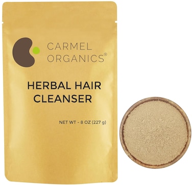CARMEL ORGANICS Herbal Hair Cleanser (8 Ounce), Unique Blend Of Soapnut,Shikakai,Amla &amp; Aloevera Powder, 100% Natural, No Artificial Fragrance and Chemical free, No Added Preservatives