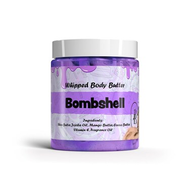 Bombshell Whipped Body Butter 8oz. With Shea Butter Mango Butter Cocoa Butter Creamy Natural Smooth Long-lasting Intense Moisturizer